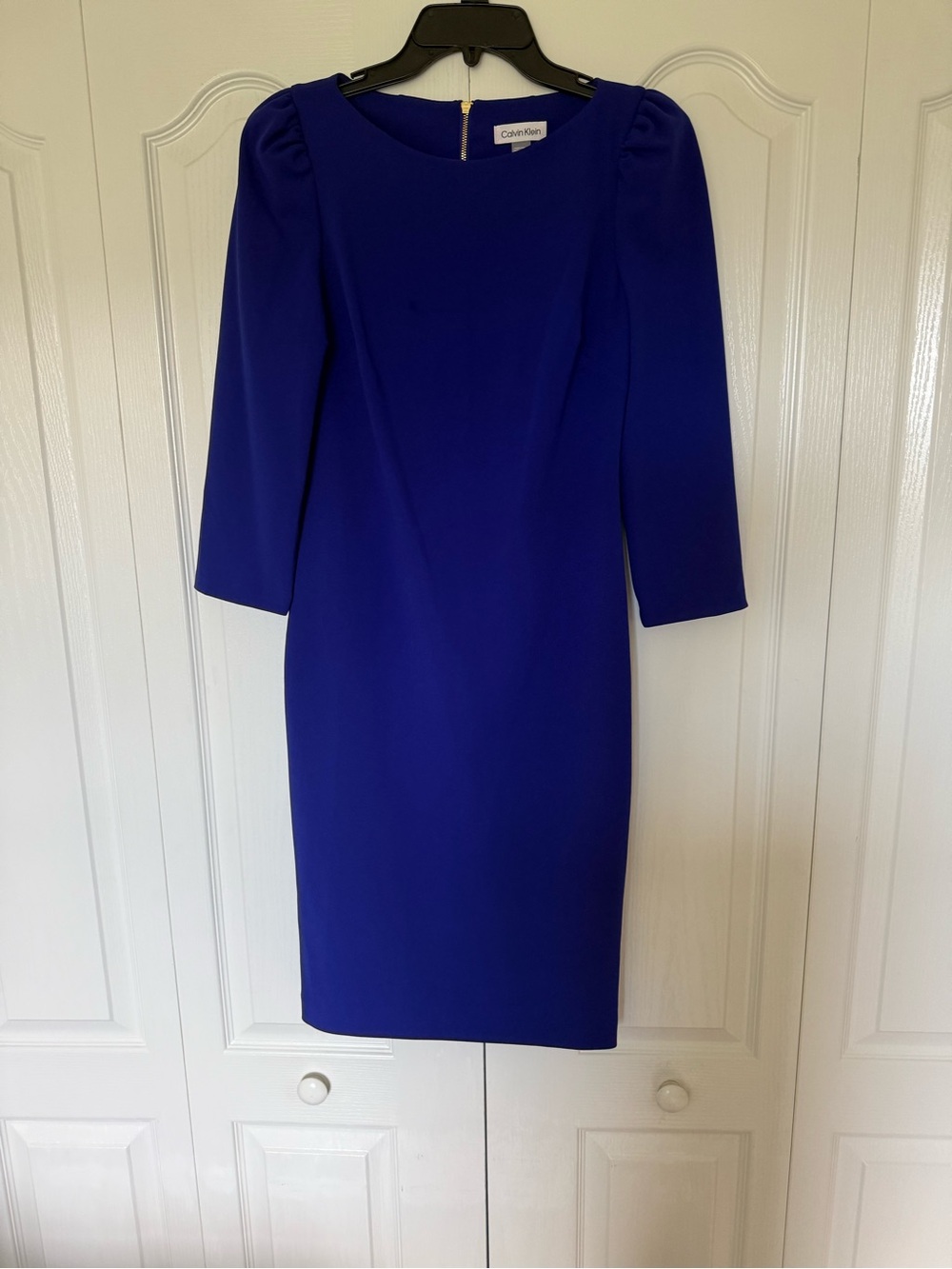 Calvin Klein Cobalt Blue Long Sleeve Sheath Dress